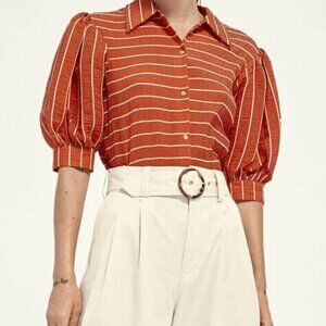 Maison Scotch Scotch & Soda Puff Sleeves Striped Shirt Size Small